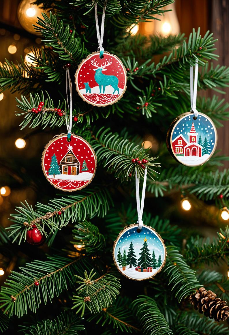 5. Hand-Painted Rustic Wood Ornaments-1