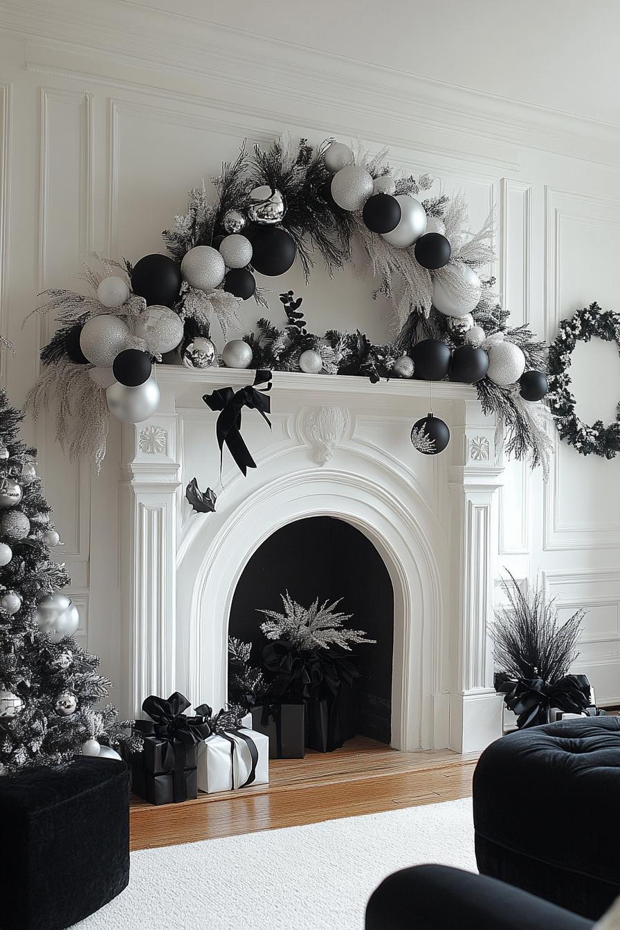 21. Monochrome Christmas Garlands: Elegant Decor-0