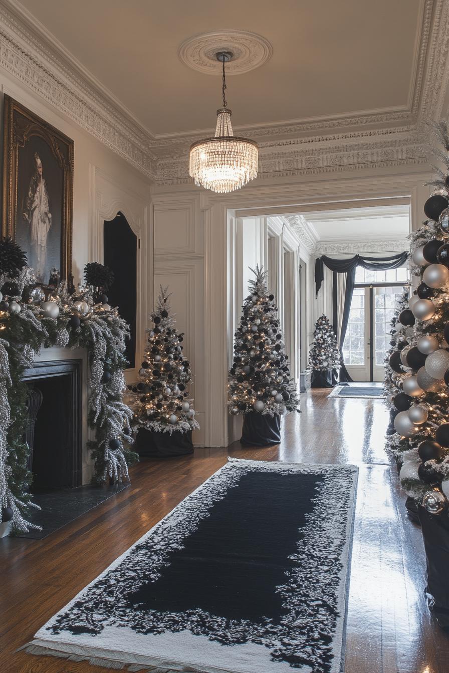 21. Monochrome Christmas Garlands: Elegant Decor-2