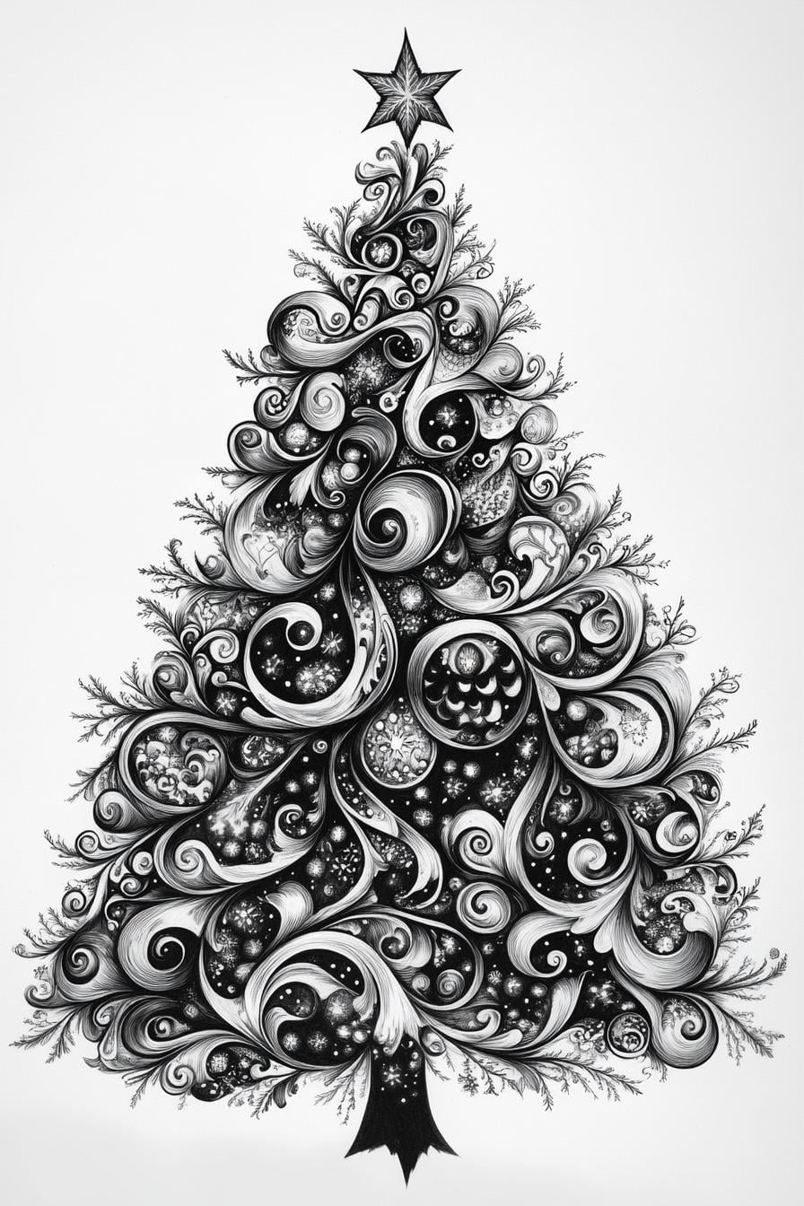 8. Monochrome Christmas Tree Designs-1