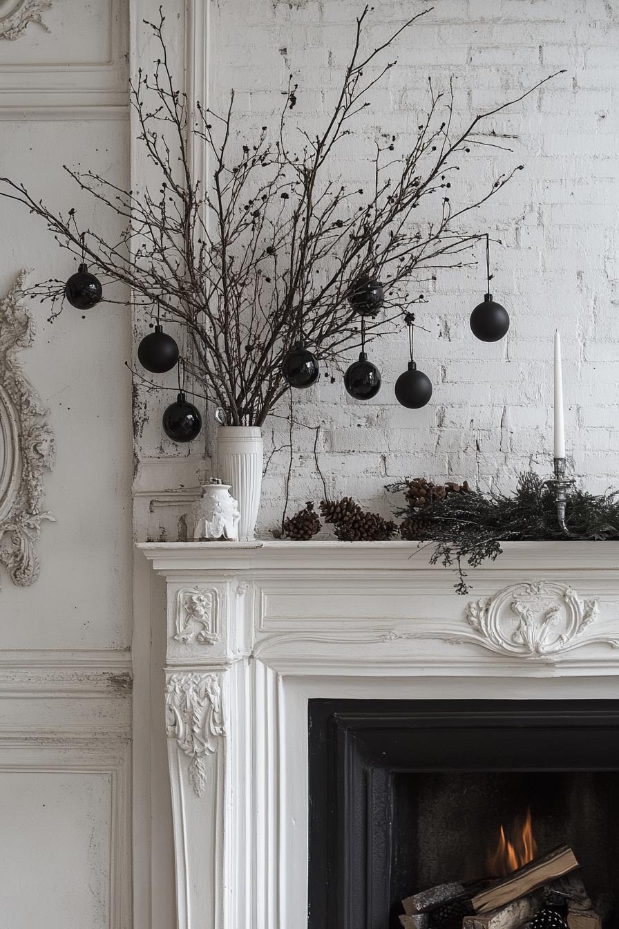 13. Monochrome Mantel Decor: Black & White-0