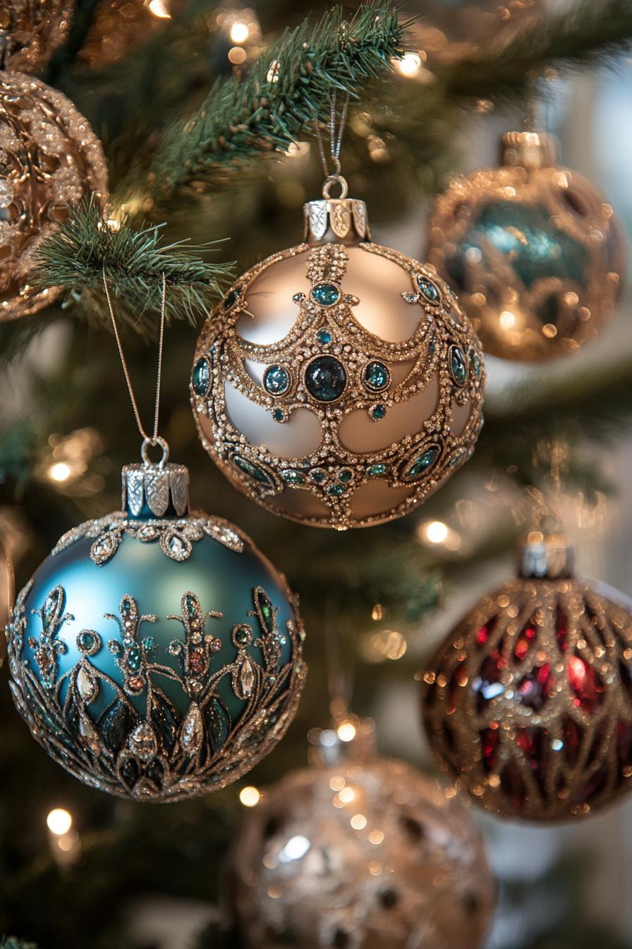 3. Opulent Holiday Ornaments with Gemstones-0