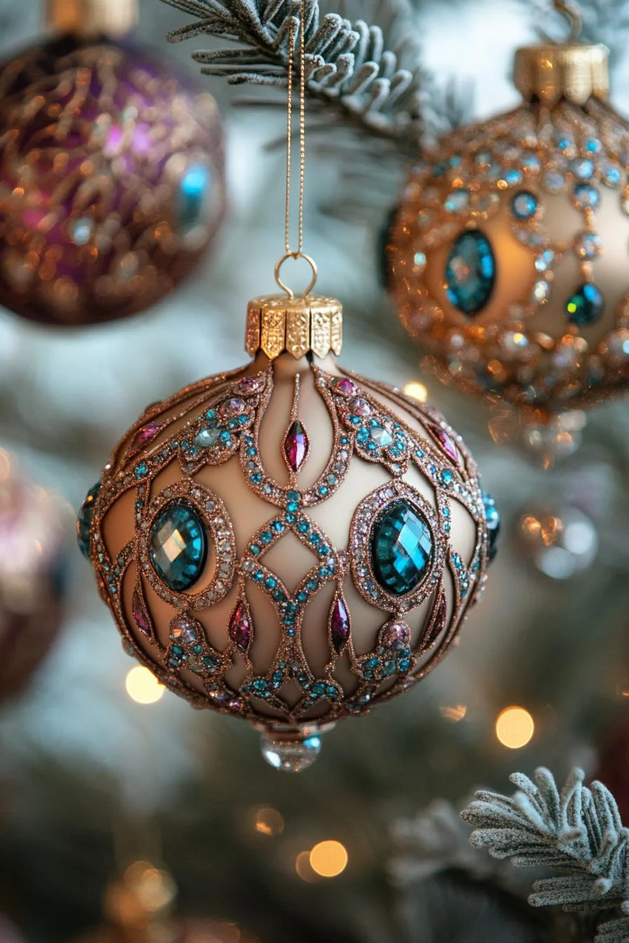 3. Opulent Holiday Ornaments with Gemstones-2