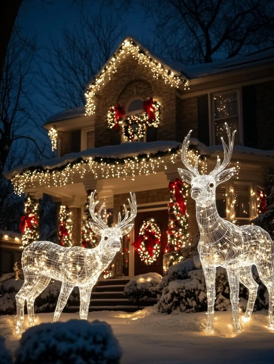 18 Creative Outdoor Christmas Decor Ideas For 2025 32 6. Reindeer Yard Light Display Ideas-0