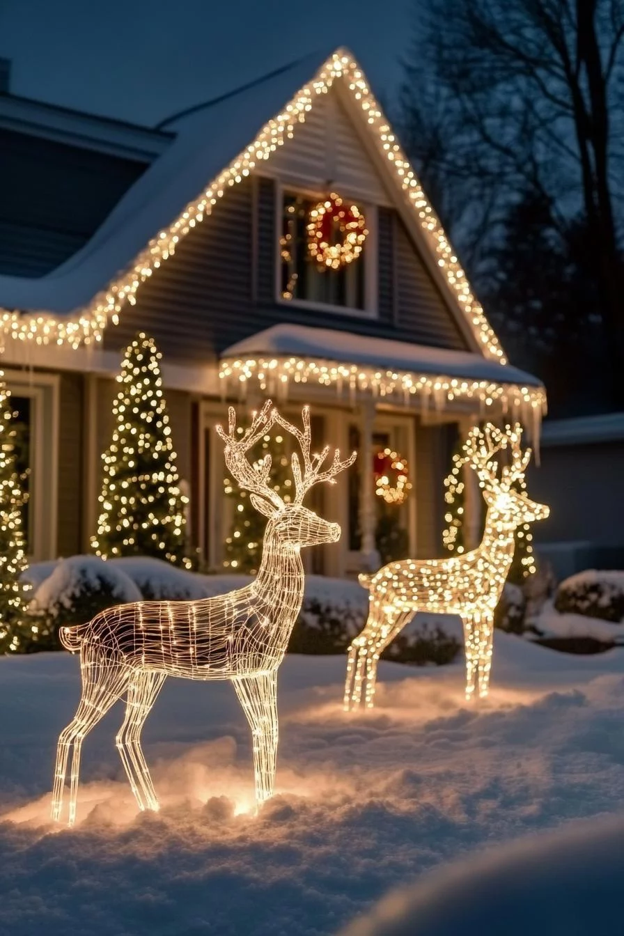 18 Creative Outdoor Christmas Decor Ideas For 2025 33 6. Reindeer Yard Light Display Ideas-1