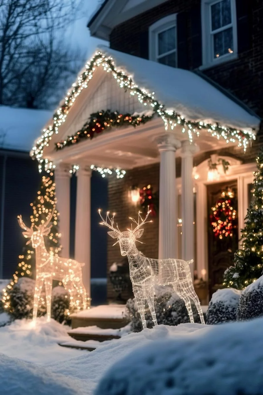 18 Creative Outdoor Christmas Decor Ideas For 2025 36 6. Reindeer Yard Light Display Ideas-2