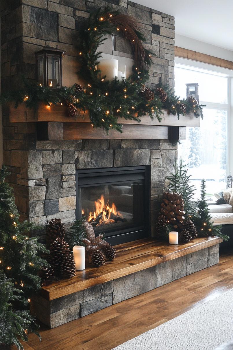 3. Rustic Christmas Mantle Decor Ideas-0