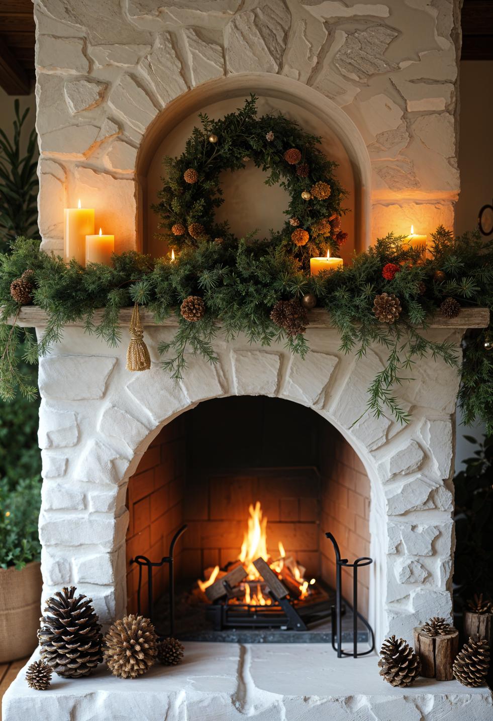 3. Rustic Christmas Mantle Decor Ideas-2