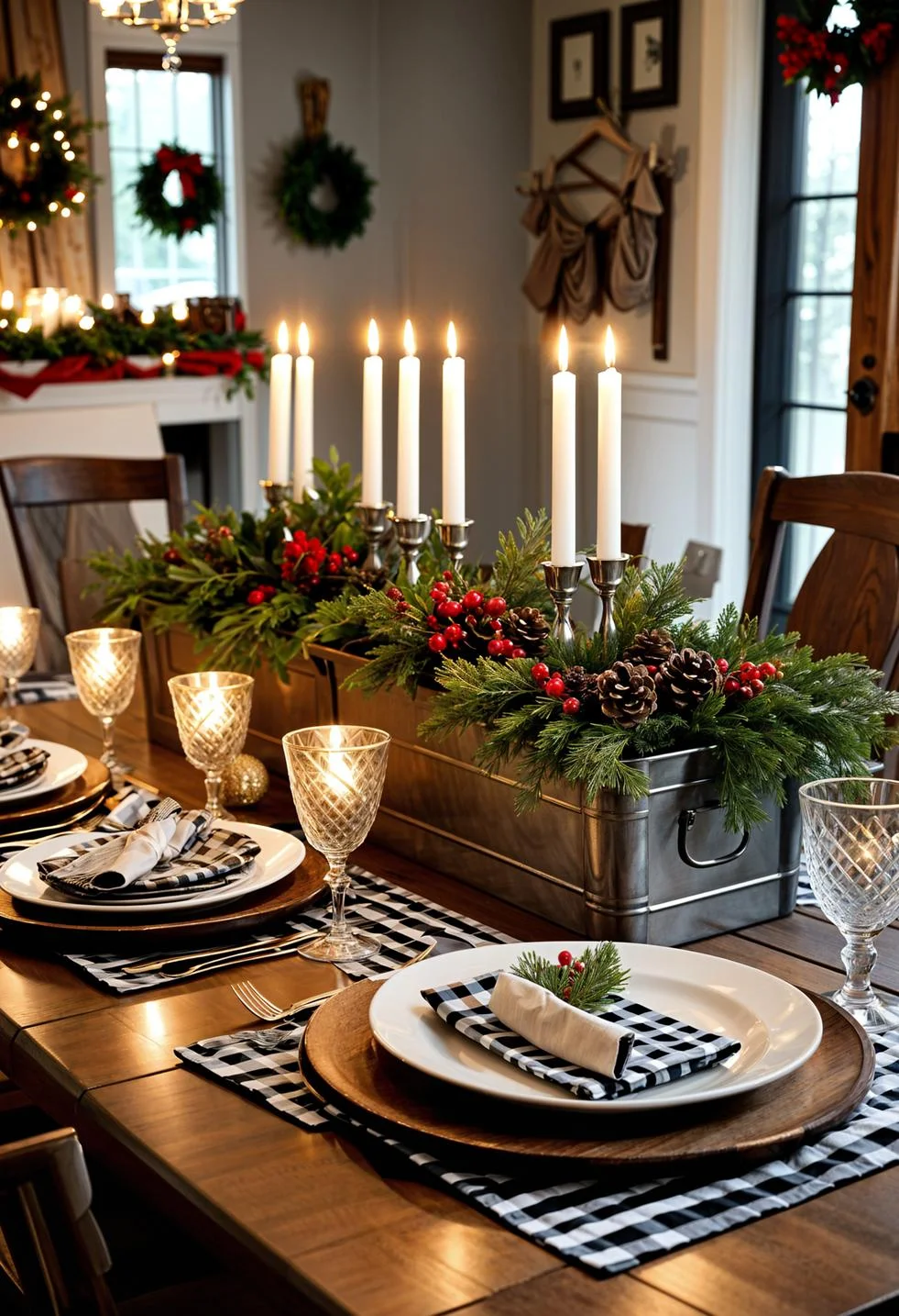 14. Rustic Christmas Table Decor Inspiration-2