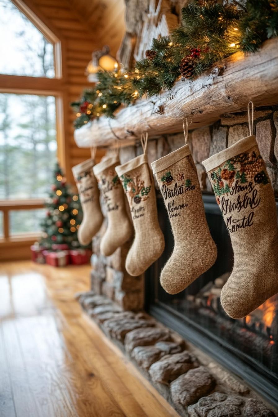 2. Rustic Embroidered Burlap Stockings-1