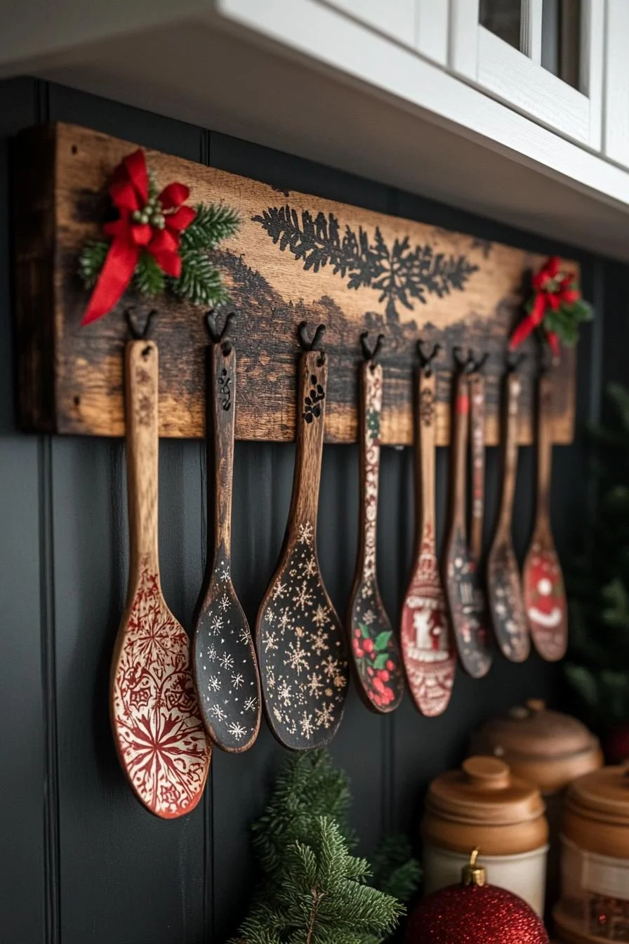 21 Gorgeous Kitchen Christmas Decor Ideas To Copy 7 2. Rustic Festive Wooden Spoon Crafts-0