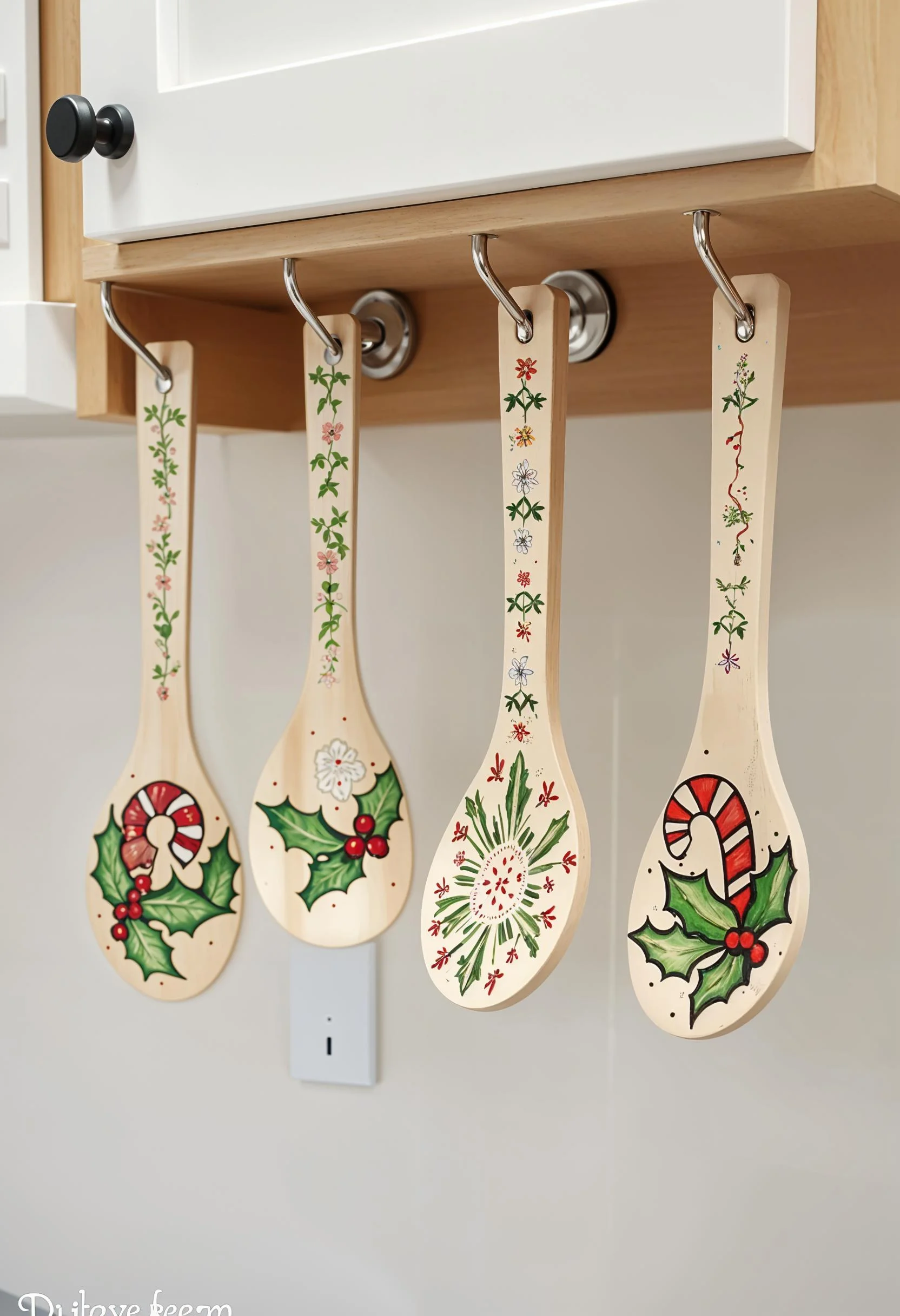 21 Gorgeous Kitchen Christmas Decor Ideas To Copy 8 2. Rustic Festive Wooden Spoon Crafts-1