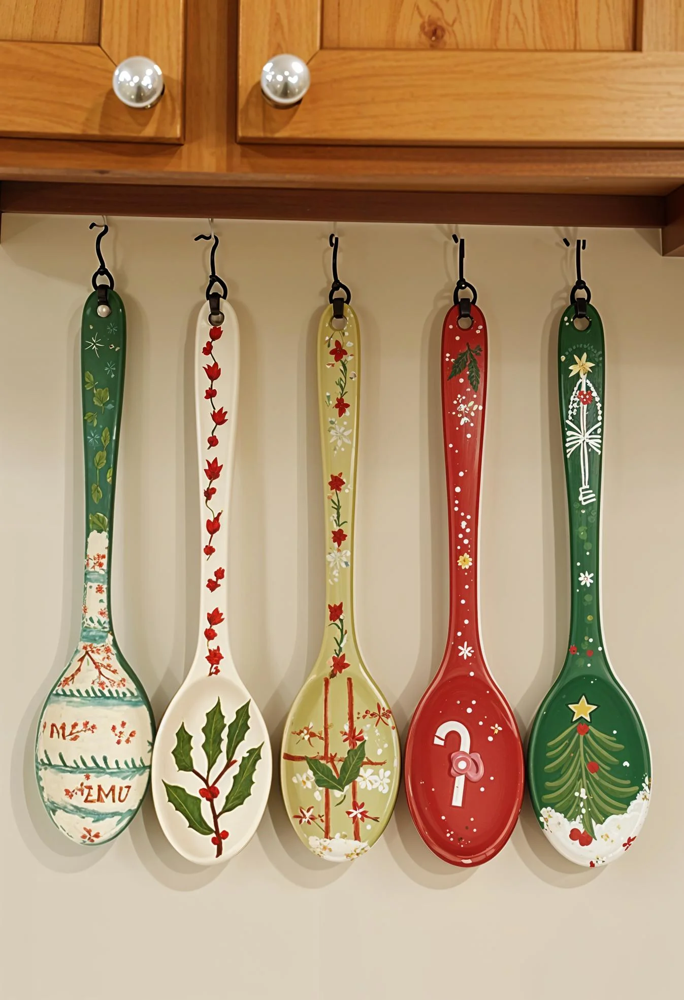 21 Gorgeous Kitchen Christmas Decor Ideas To Copy 9 2. Rustic Festive Wooden Spoon Crafts-2