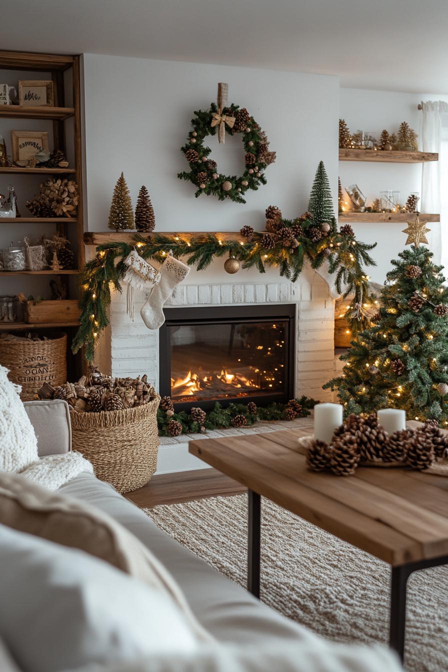 8. Rustic Holiday Mantel Decor-0