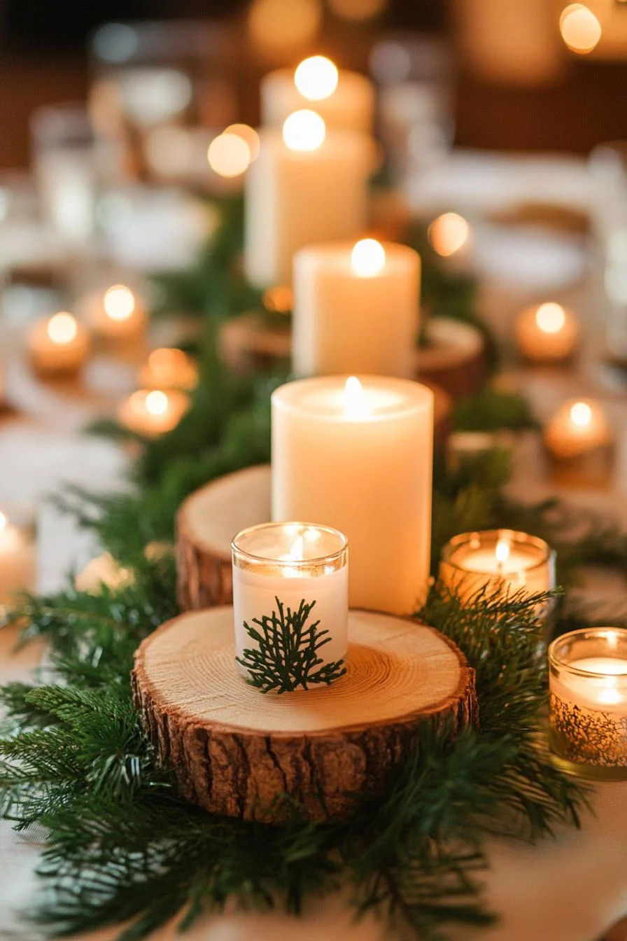 5. Rustic Log Slice Candle Centerpieces-2