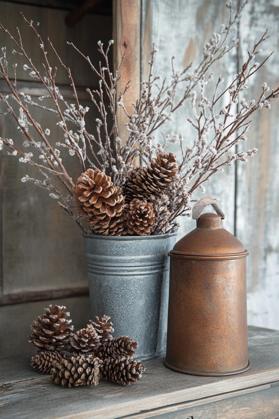 9. Rustic Pinecone Galvanized Arrangements-1