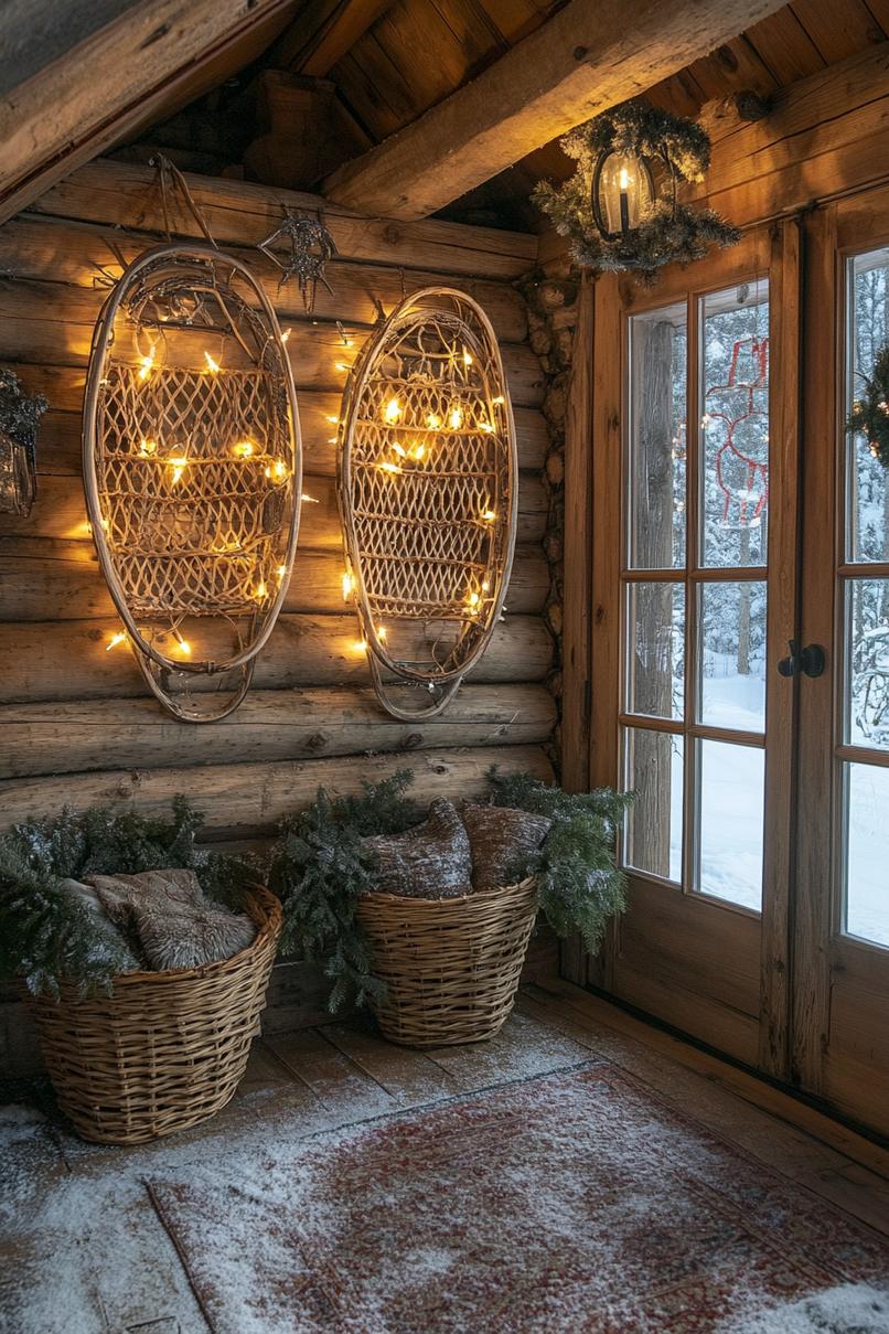 3. Rustic Snowshoe Wall Decor-0