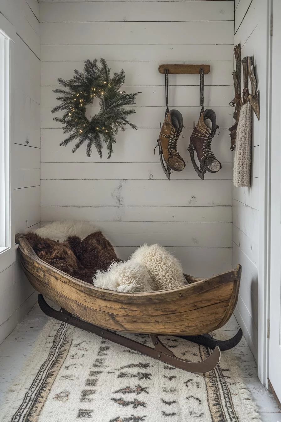 20 Creative Farmhouse Christmas Decor Ideas You’ll Love in 2024 41 14. Rustic Winter Wall Decor Ideas-2