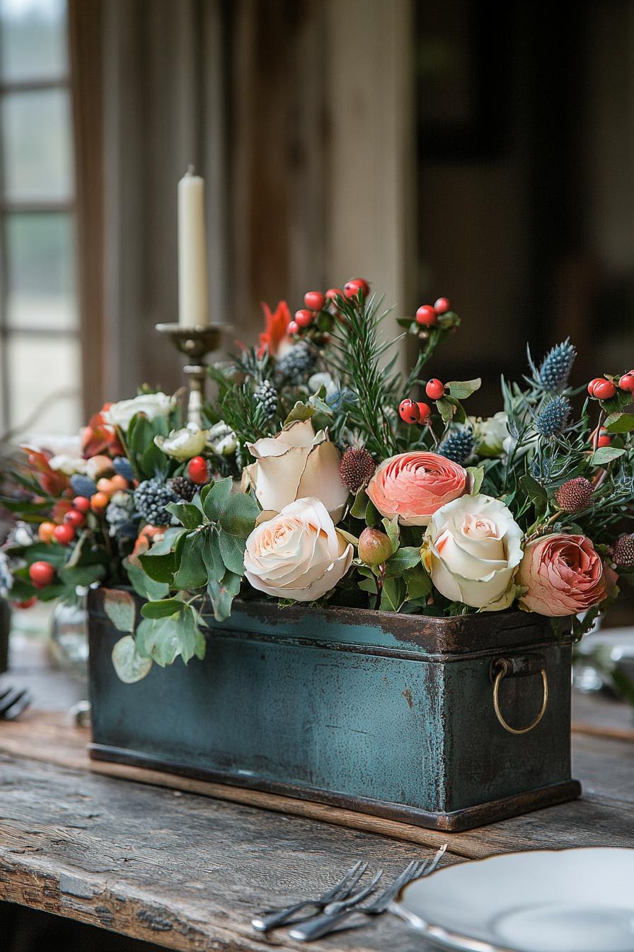 19. Seasonal Foliage in Vintage Planters-0