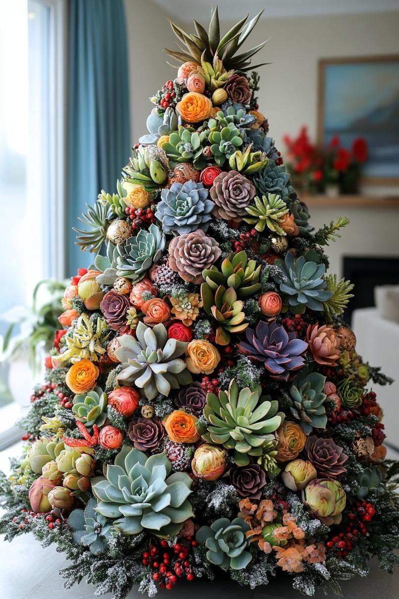 15. Succulent Floral Christmas Tree Variations-0