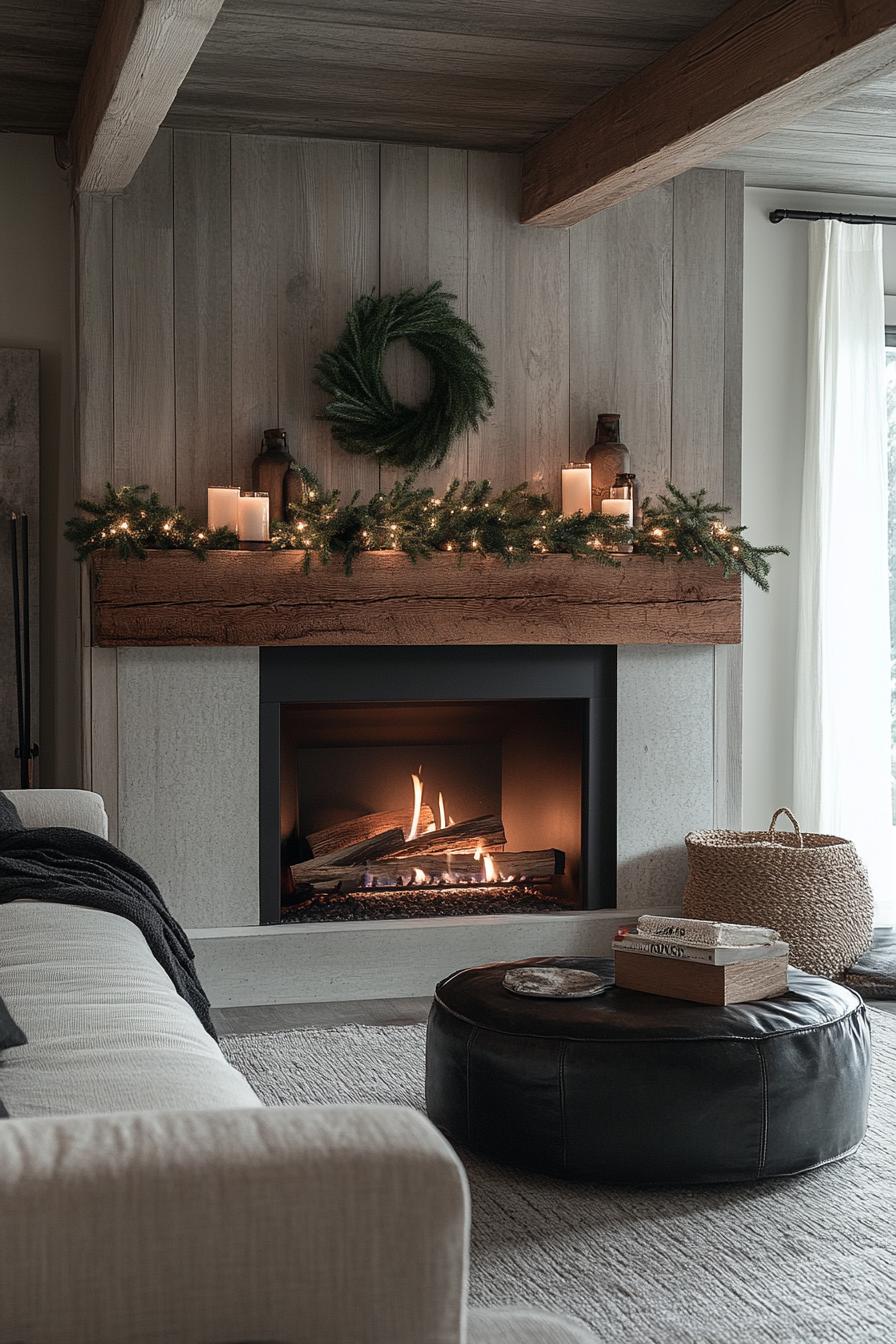 7. Textured Monochrome Mantle Decor Ideas-0