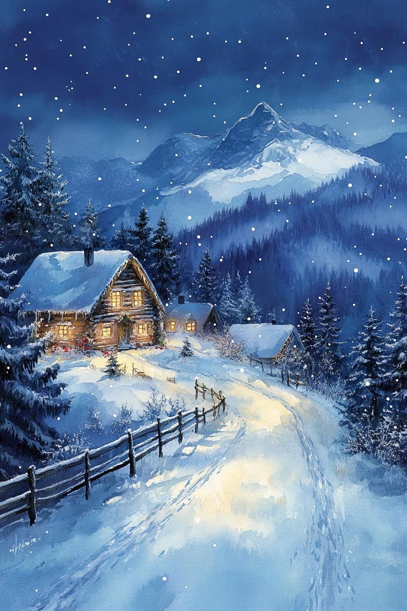 14. Watercolor Winter Scenes on Cards-0