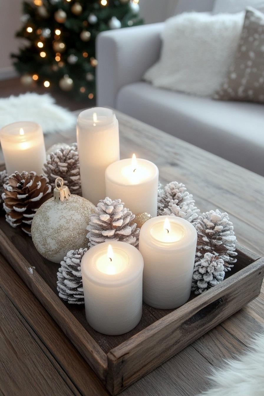 6. Winter Candle Arrangements: Rustic Elegance-1