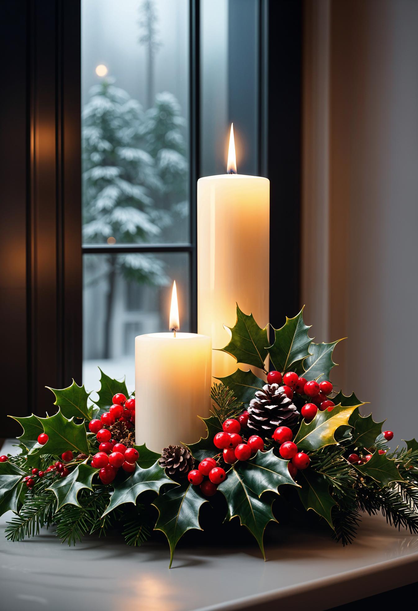 12. Winter Greenery Candle Displays-2