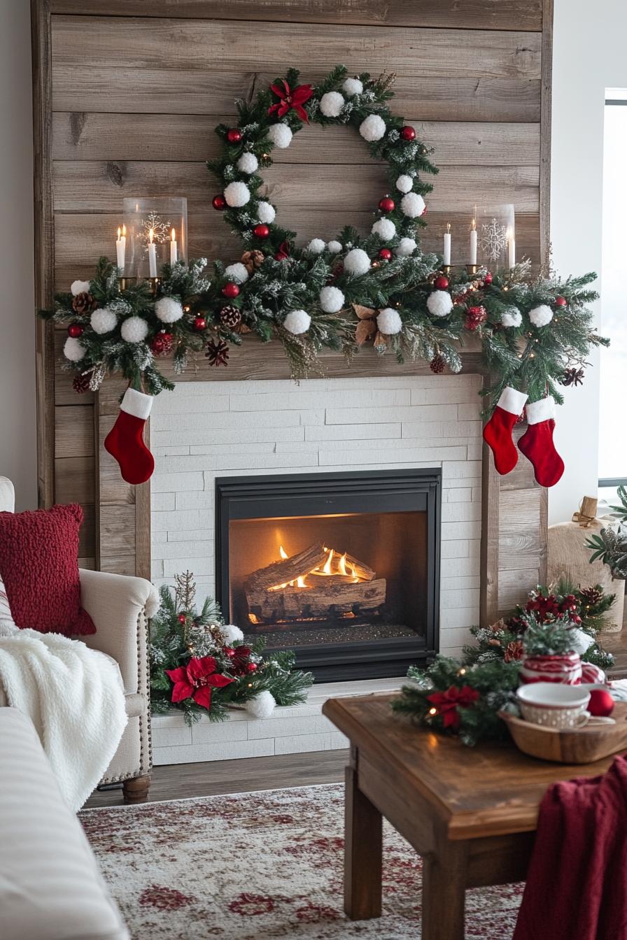 17. Winter White Mantel Pom-Poms-1