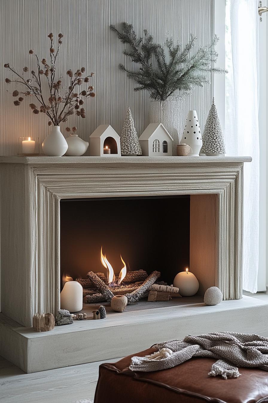 12. Winter Wonderland Mantle Decor Ideas-2