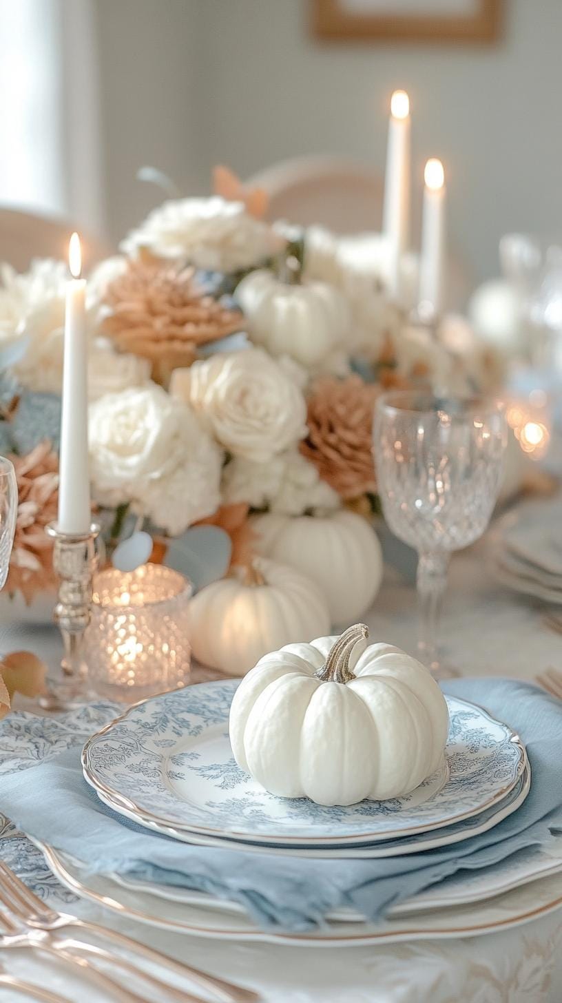 16. Coastal-inspired setting with soft blues and white pumpkins-0