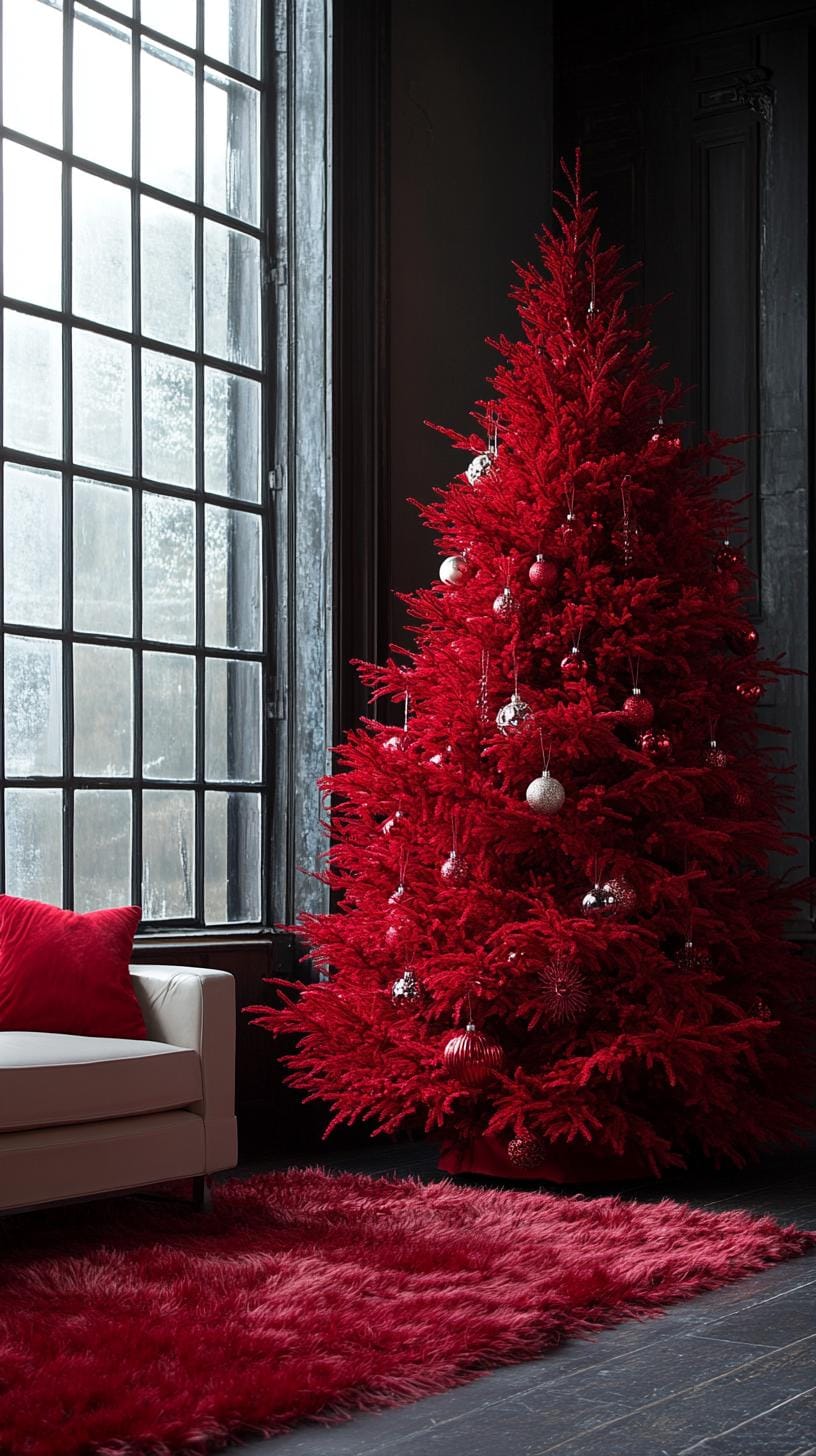 15. Contemporary Red Tree Decor Ideas-2