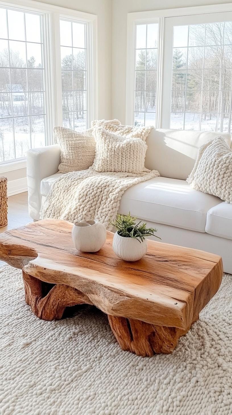 8. Cozy woven throws draped over reclaimed wood furniture-0