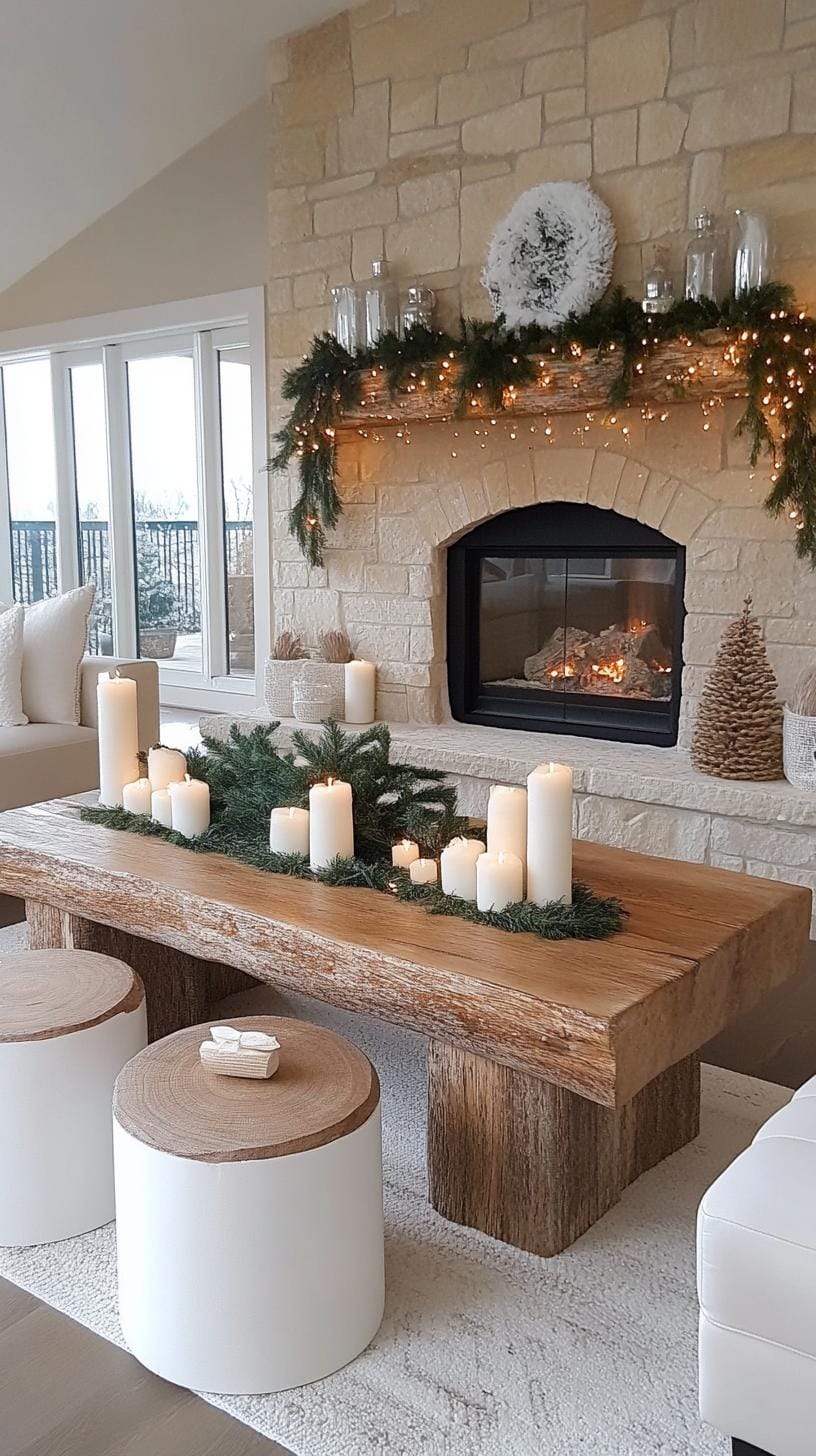 19. Fireplace surrounds styled with lanterns and birch logs-0