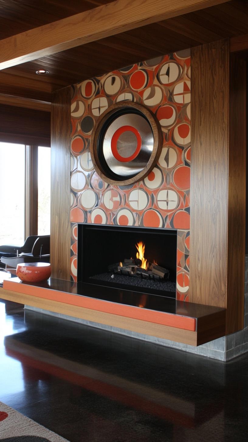 6. Geometric tiled fireplace wall with built-in bench seating-2