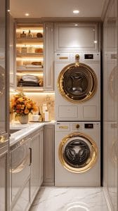 16. Luxury marble countertops with brass hardware and lighting-1
