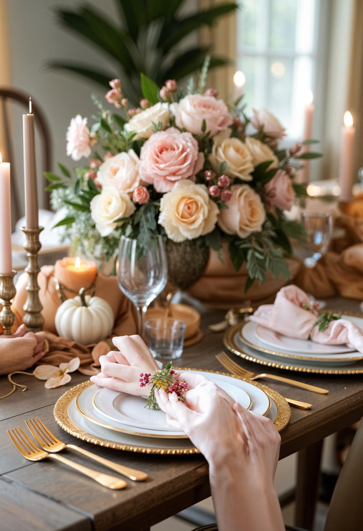 18. Romantic table with blush florals and golden leaf accents-0