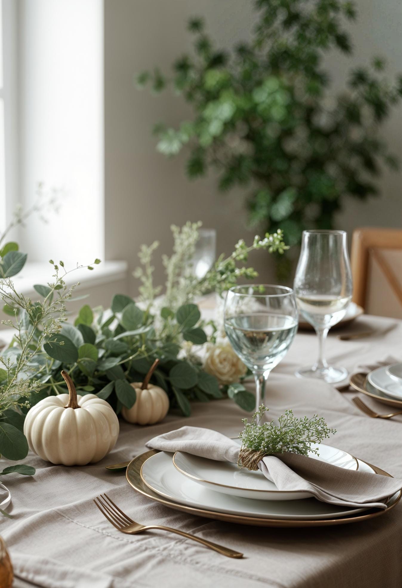 17. Scandinavian minimal with linen napkins and fresh greenery-1