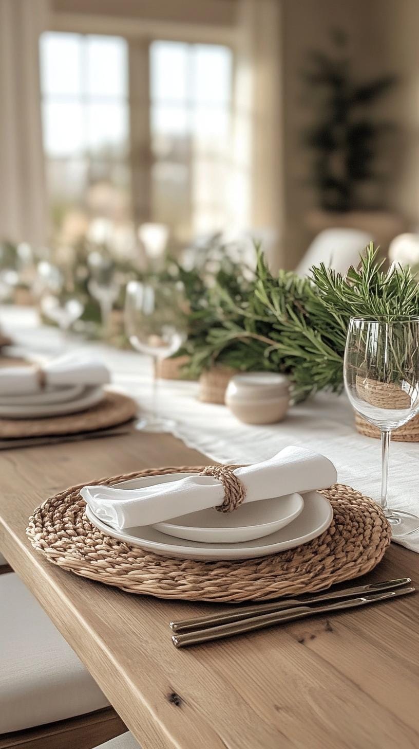 17. Scandinavian minimal with linen napkins and fresh greenery-2