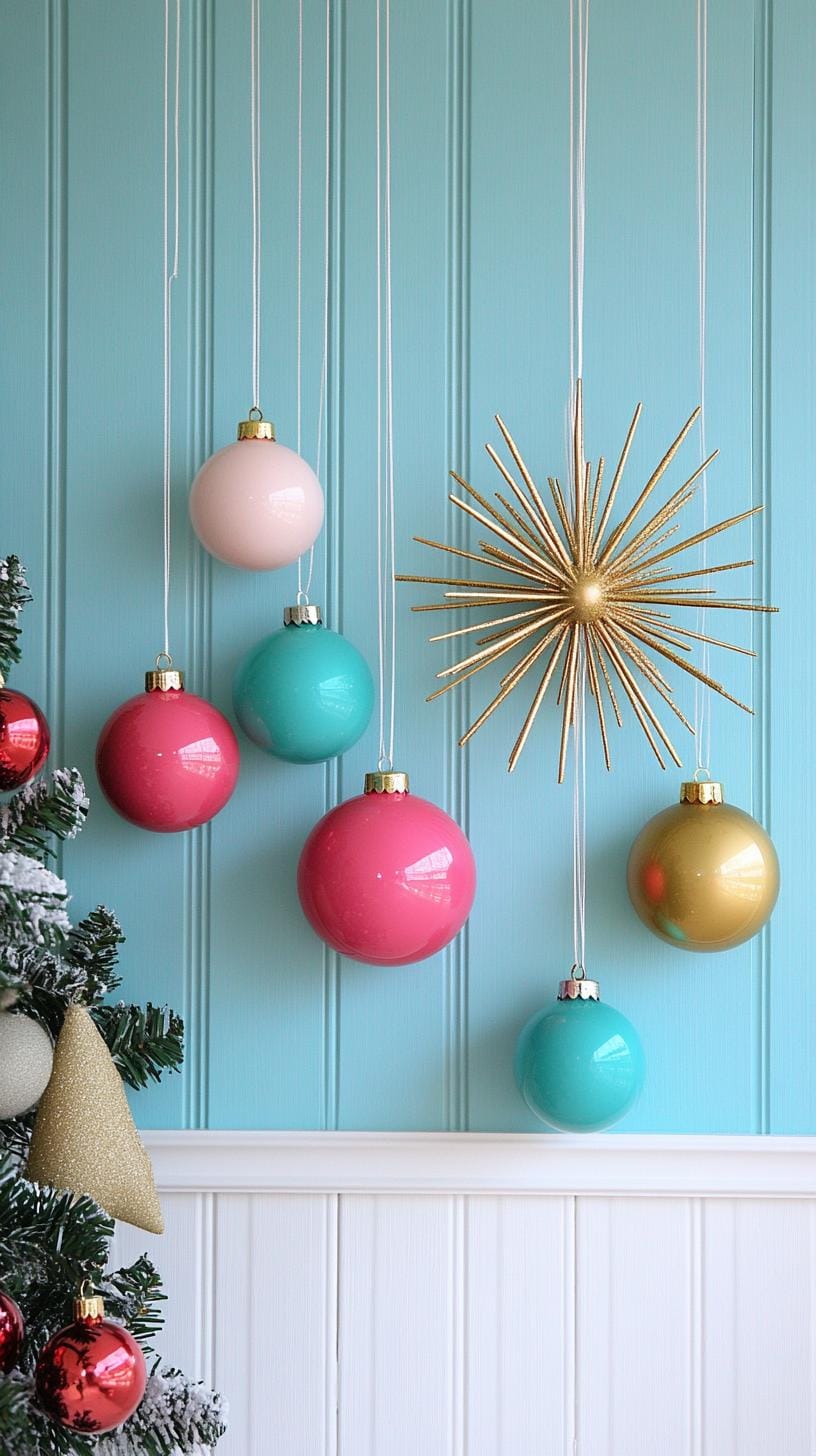 1. Starburst atomic ornaments in pink, gold, and turquoise-1