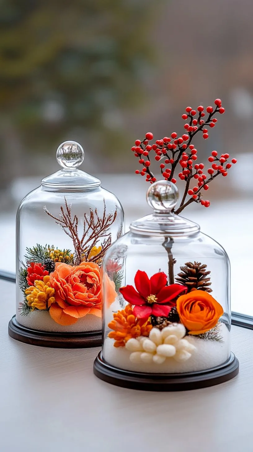16. Vintage-inspired glass cloches displaying winter botanical arrangements-2