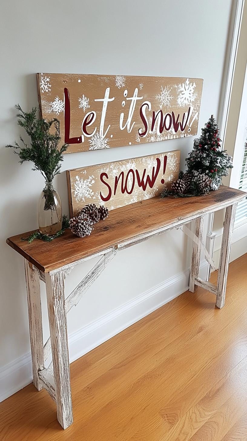 17. White-washed wooden signs with modern calligraphy winter messages-2