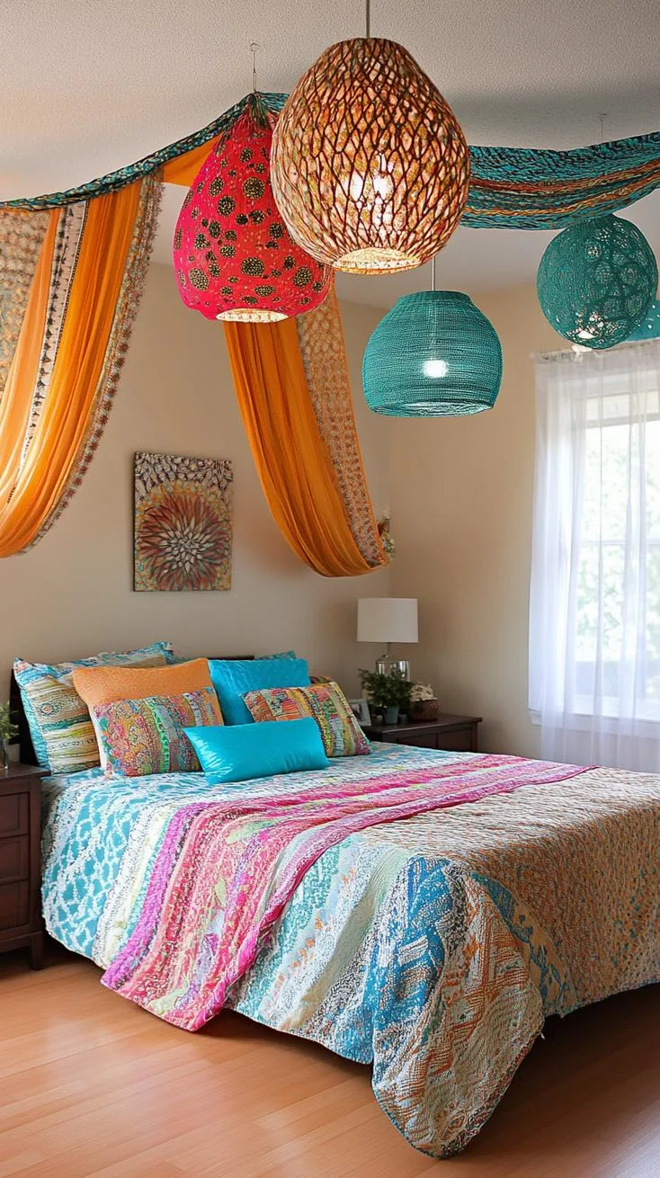 13. Boho Lamp Scarf Draping Ideas-1