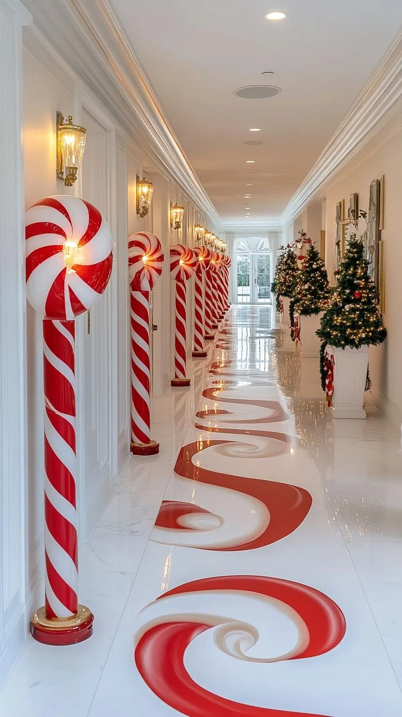 4. Candy cane pathway lined with oversized flickering candle posts-0
