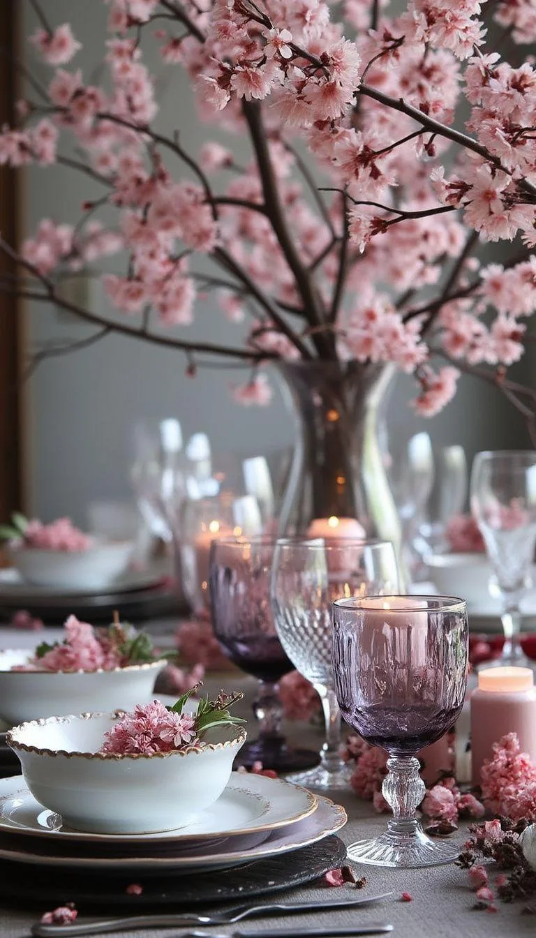 15 Unique Winter Tablescapes to Transform Your Dining Room 34 13. Cherry Blossom Winter Tablescapes-0