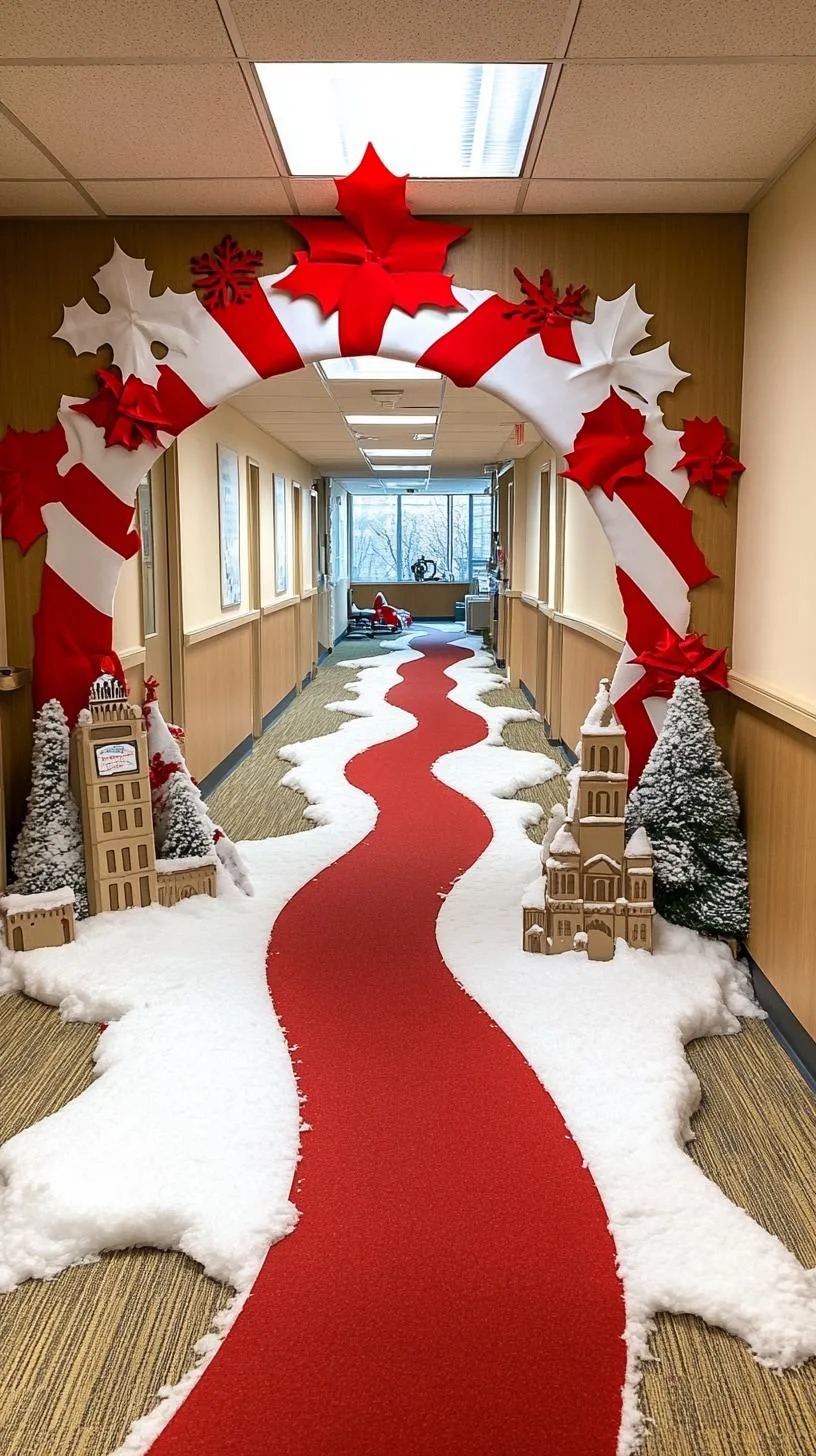 19. Christmas cubicle entrance with London-themed winter scene-1