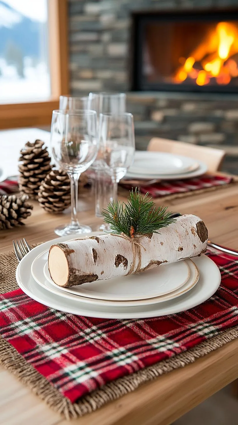 17. Cozy Cabin-Inspired Christmas Table with Birch Bark and Pine Cones-0