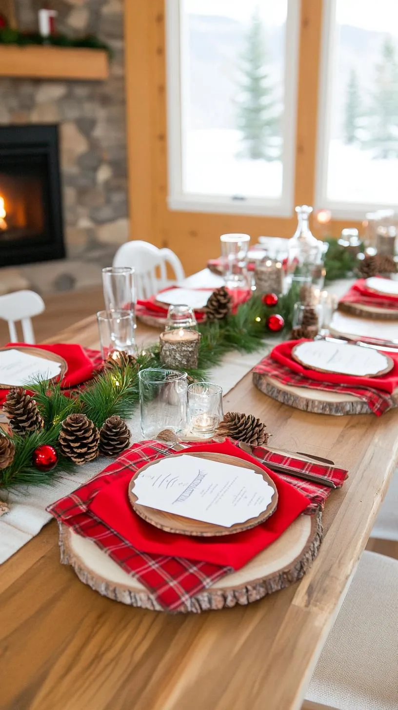 17. Cozy Cabin-Inspired Christmas Table with Birch Bark and Pine Cones-1