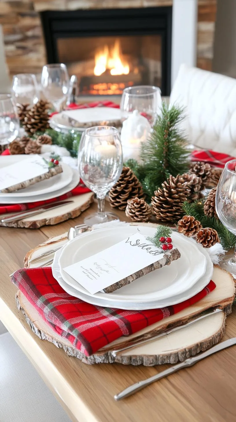 17. Cozy Cabin-Inspired Christmas Table with Birch Bark and Pine Cones-2