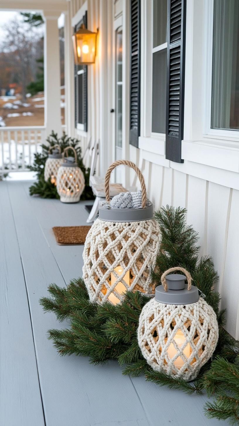 1. Cozy Knitted Yarn Lanterns for a Warm Glow-1